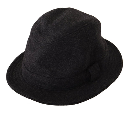 Gray Virgin Wool Logo Fedora Trilby Cappello Hat