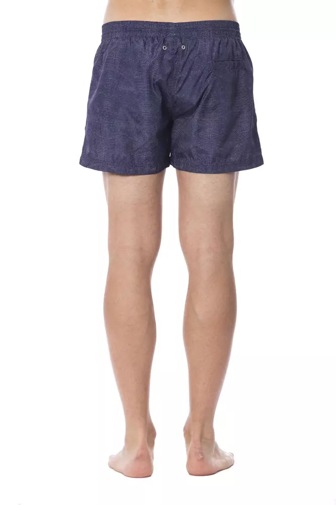 Blue Polyester Men's Swim Trunk