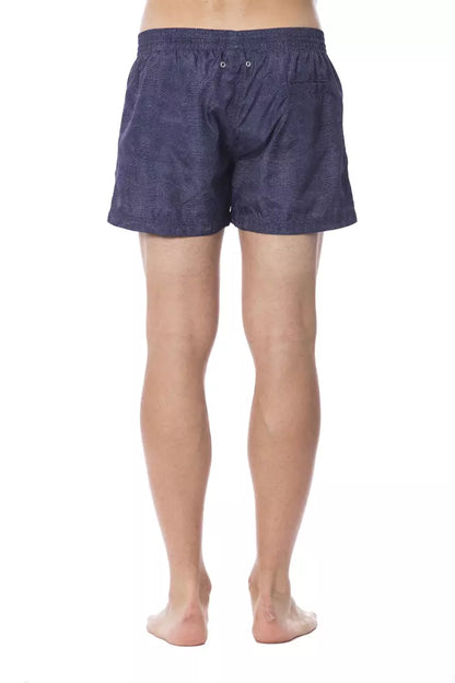 Blue Polyester Men's Swim Trunk