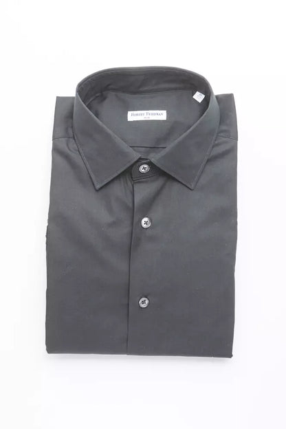 Black Cotton Men's Slim Shirt