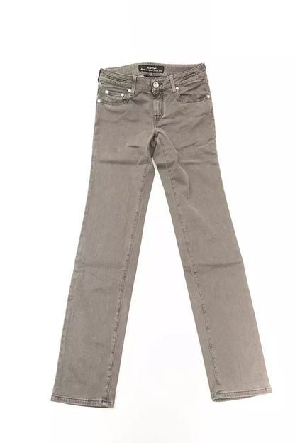 Gray Cotton Women Jeans