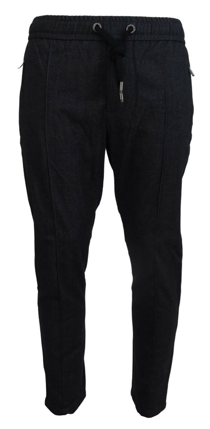 Grey Cotton Tapered Cotton Pants