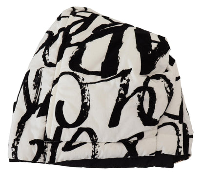 White Printed Nylon Women Winter Beanie Cap Hat
