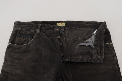 Gray Cotton Corduroy Men Casual Jeans