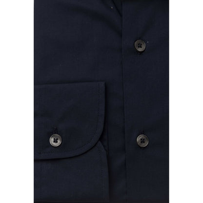 Blue Cotton Men Shirt Slim Fit With French Collar