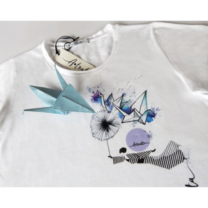 White Viscose Women T-Shirt