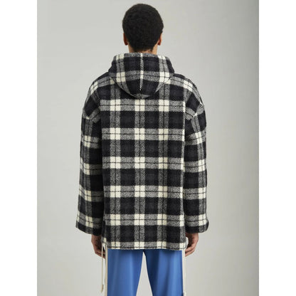 Black Cashmere Men Sweater with Hood