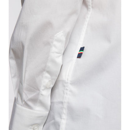 "White Cotton Men's Shirt with Slim Fit Design"
