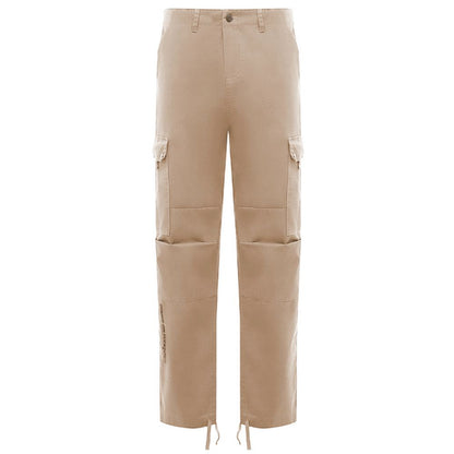 Beige Cotton Men Cargo Trouser