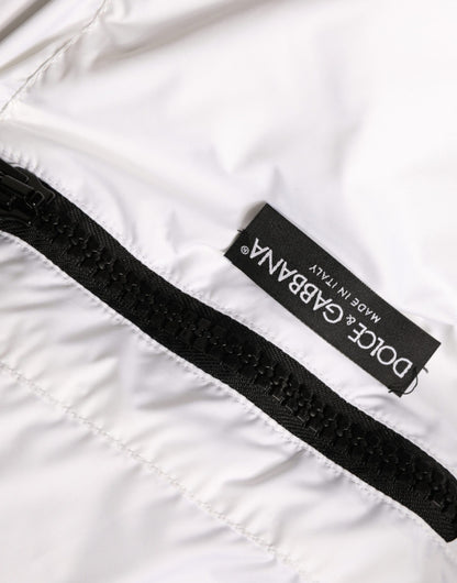 White Puffer Quilted Full Zip Coat Jacket