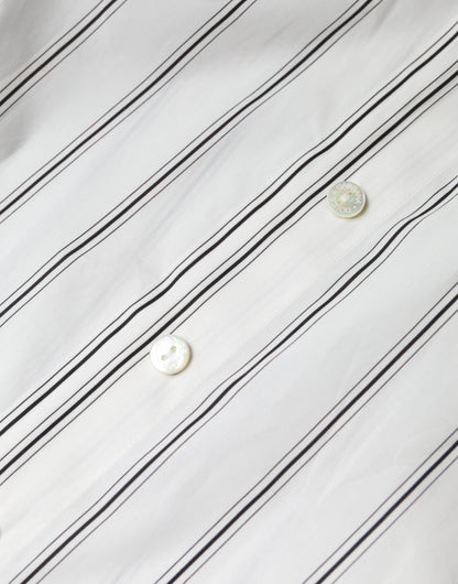 White Striped Collared Short Sleeve Polo Top