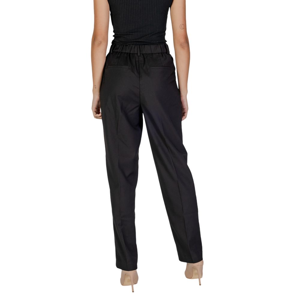 Black Polyester Casual Pants