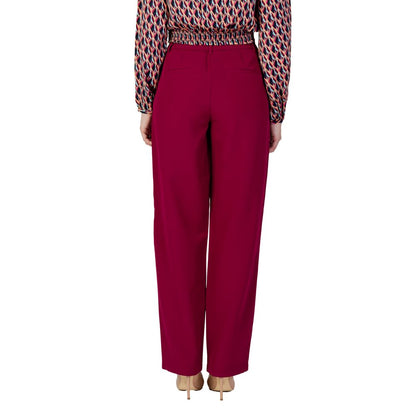 Bordeaux Polyester Casual Pants