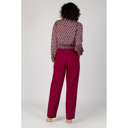 Bordeaux Polyester Casual Pants