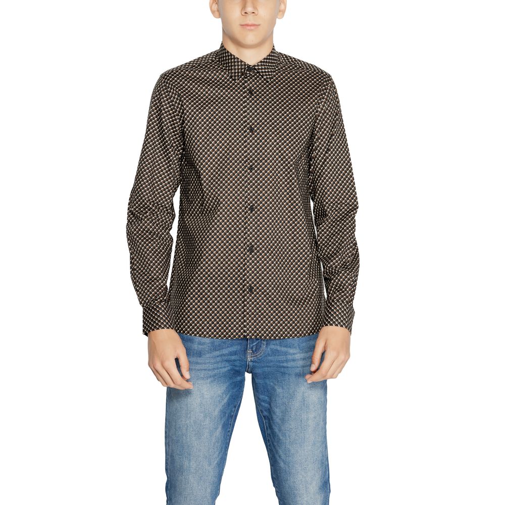Brown Cotton Pattern Shirt