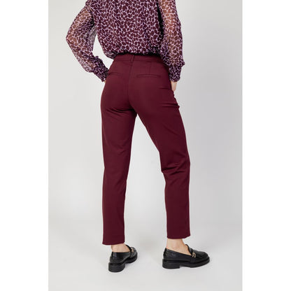 Bordeaux Polyester Casual Pants