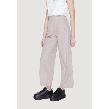 Gray Viscose Casual Pants
