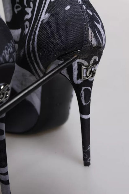 Black Logo Stretch Heels High Boots Shoes