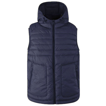 Blue Nylon Sleveless Jacket