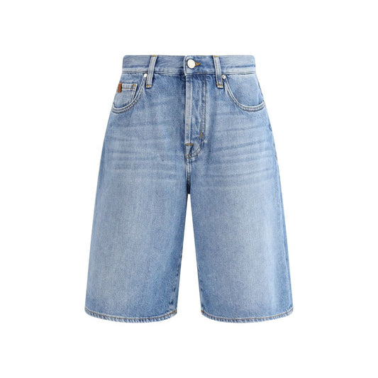 Blue Cotton Bermuda Shorts