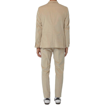 Beige Cotton Men Suit