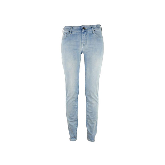 Blue Cotton Skinny Pants