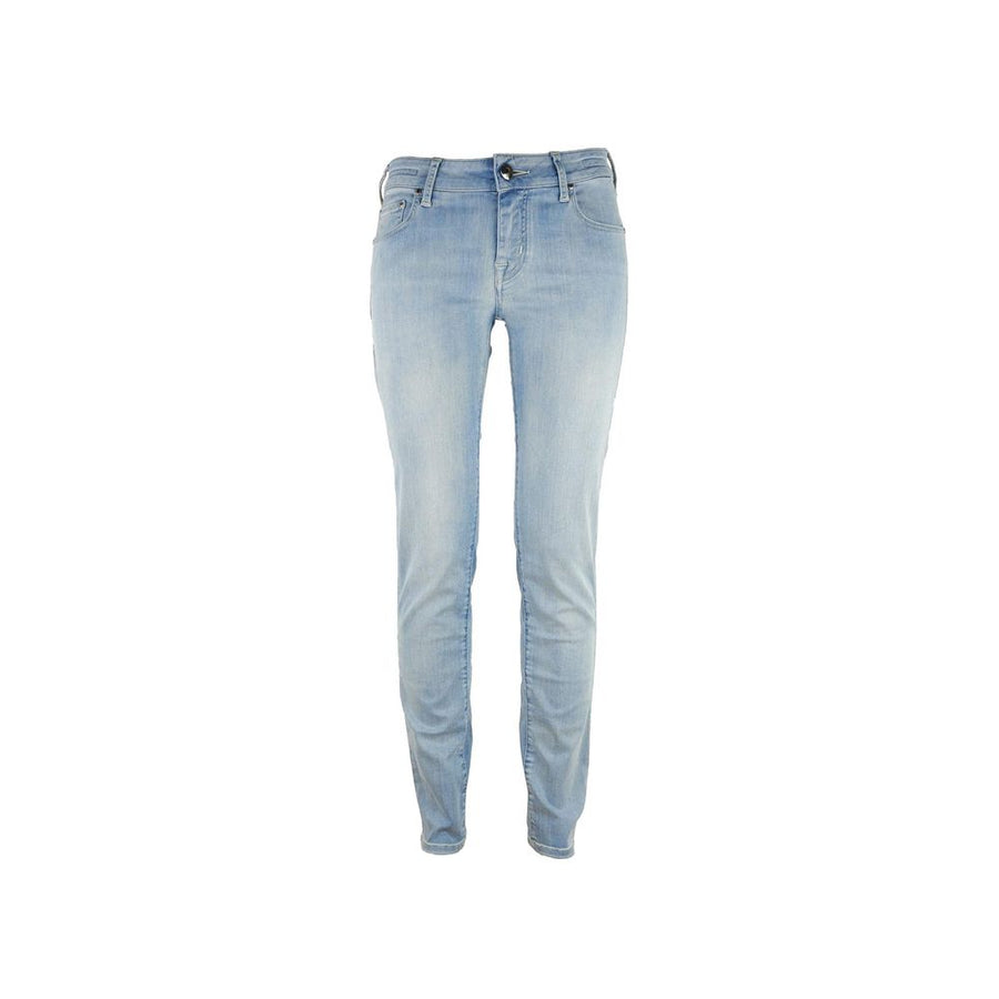 Blue Cotton Skinny Pants
