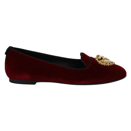 Burgundy Cotton Slip-On Loafers