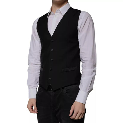 Black Wool Formal Dress Men Waistcoat Vest