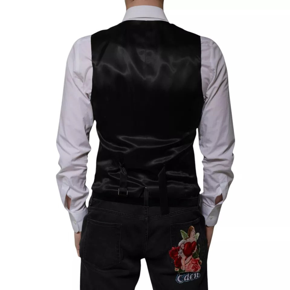 Black Wool Formal Dress Men Waistcoat Vest