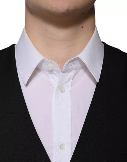 Black Wool Formal Dress Men Waistcoat Vest