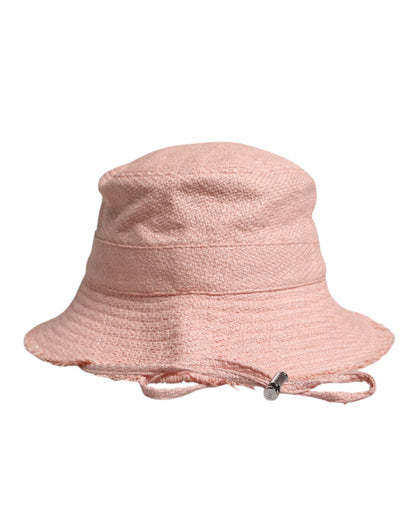 Pink Cotton Wide Brim Bucket Hat