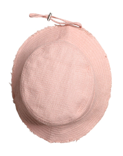 Pink Cotton Wide Brim Bucket Hat