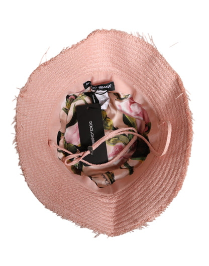 Pink Cotton Wide Brim Bucket Hat