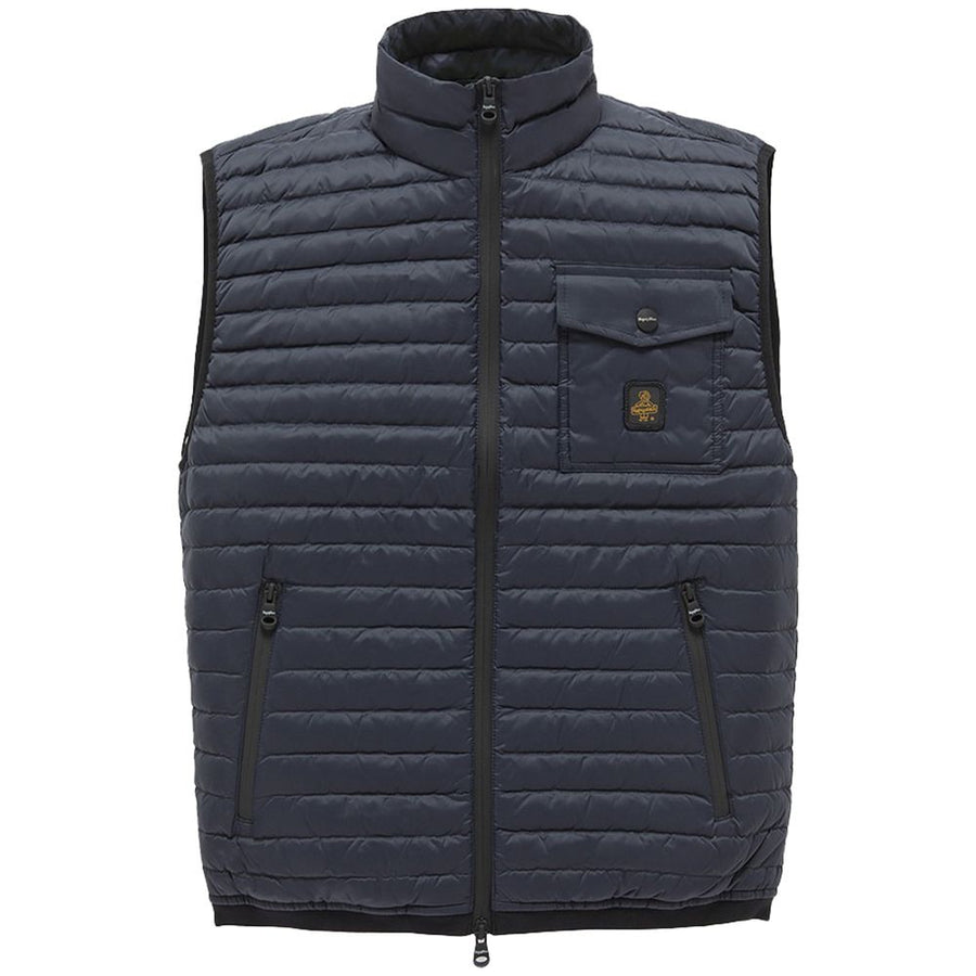 Blue Nylon Men Vest with Down Padding