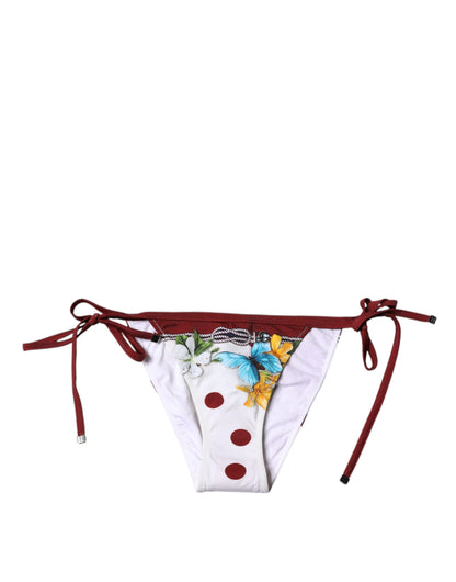 White Floral Print Swimsuit Bikini Bottom Swimwear