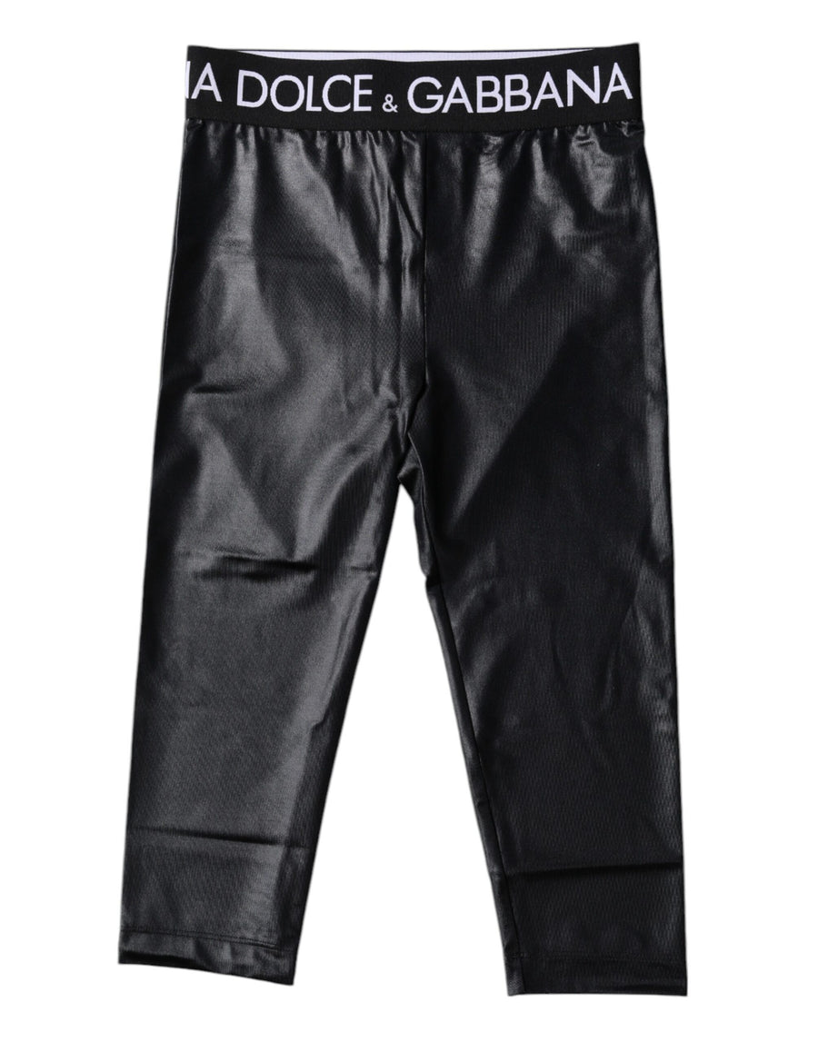 Black Logo Nylon Cropped Tights Pants Underwear
