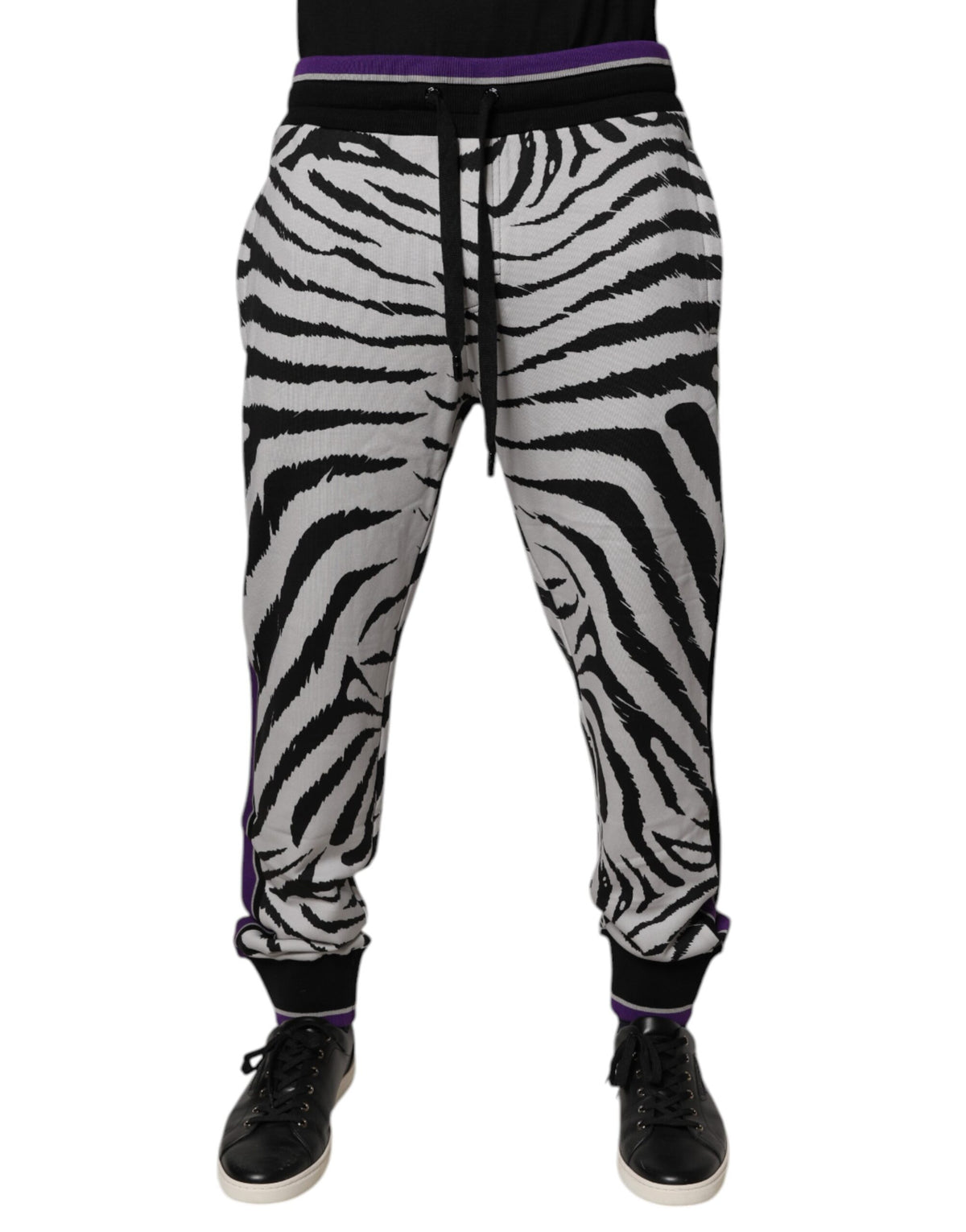 Black White Zebra Men Jogger Sweatpants Pants