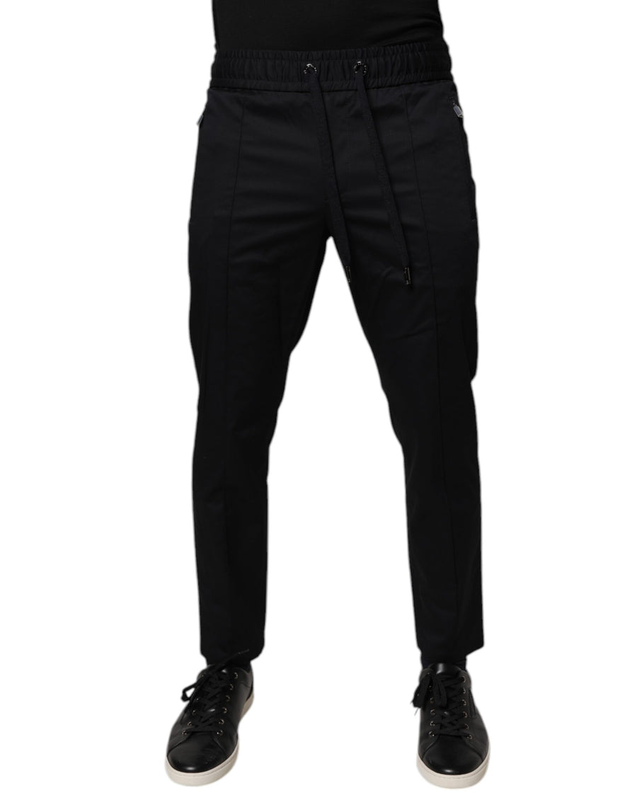 Dark Blue Cotton Men Jogger Sweatpants Pants
