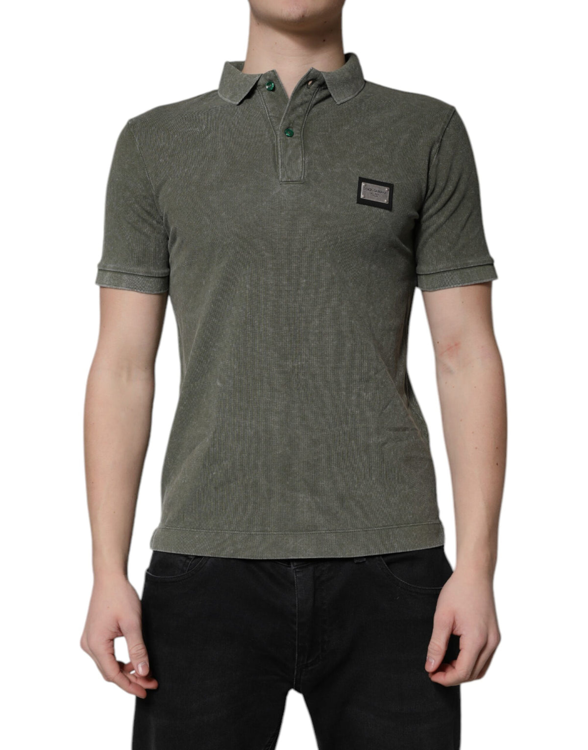 Army Green Logo Plaque Cotton Polo Shirt T-shirt