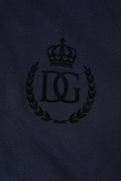 Dark Blue Cotton Crown Collared Polo T-shirt