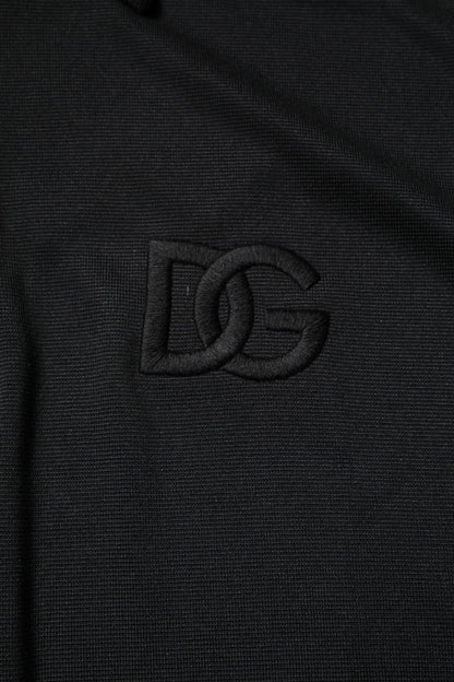 Black Polyester DG Logo Collared Polo T-shirt