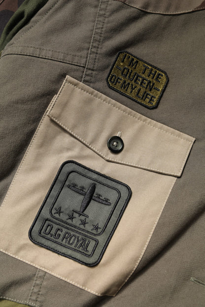 Military Green Cotton Button Down Jacket
