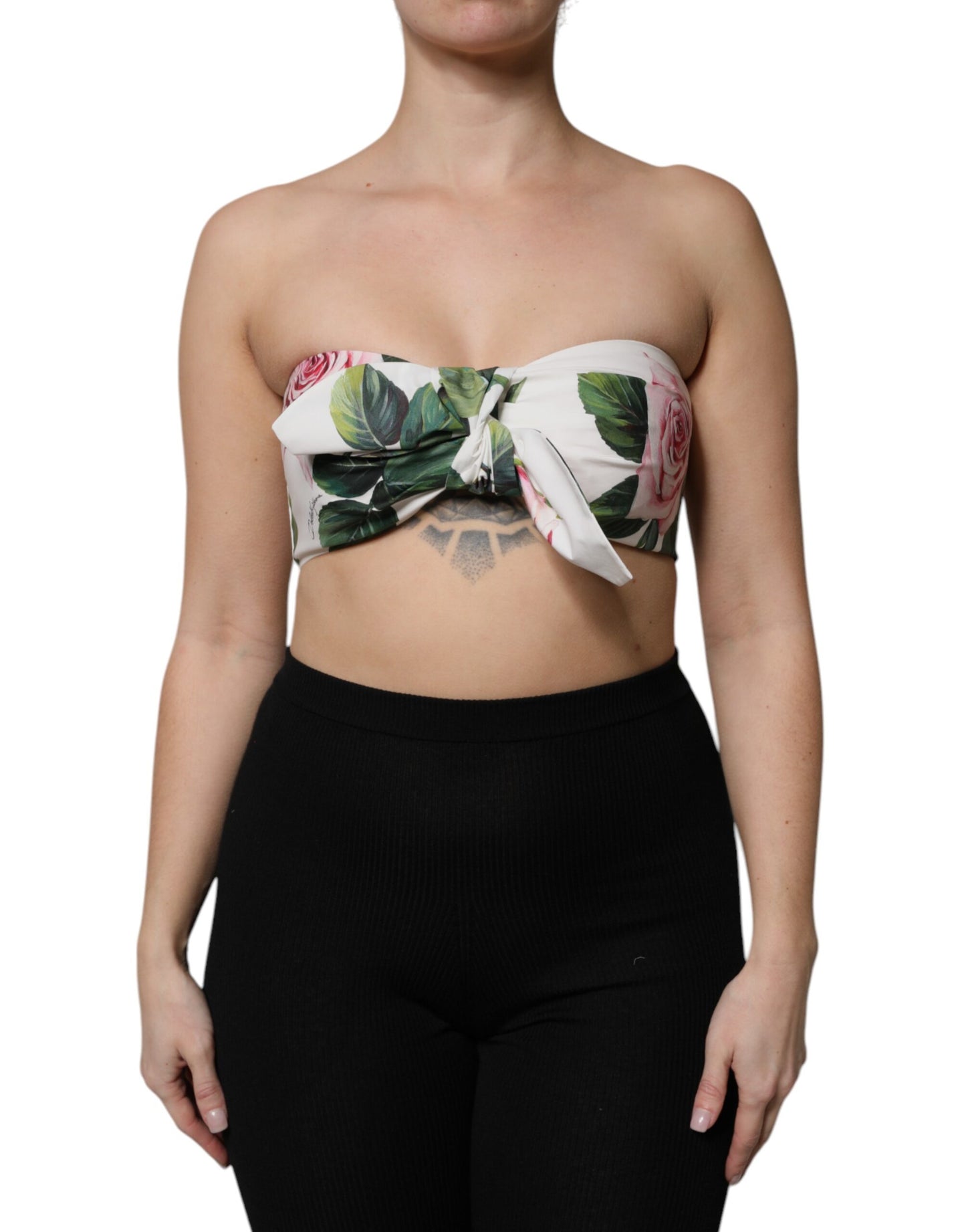 White Floral Print Cropped Bustier Corset Top