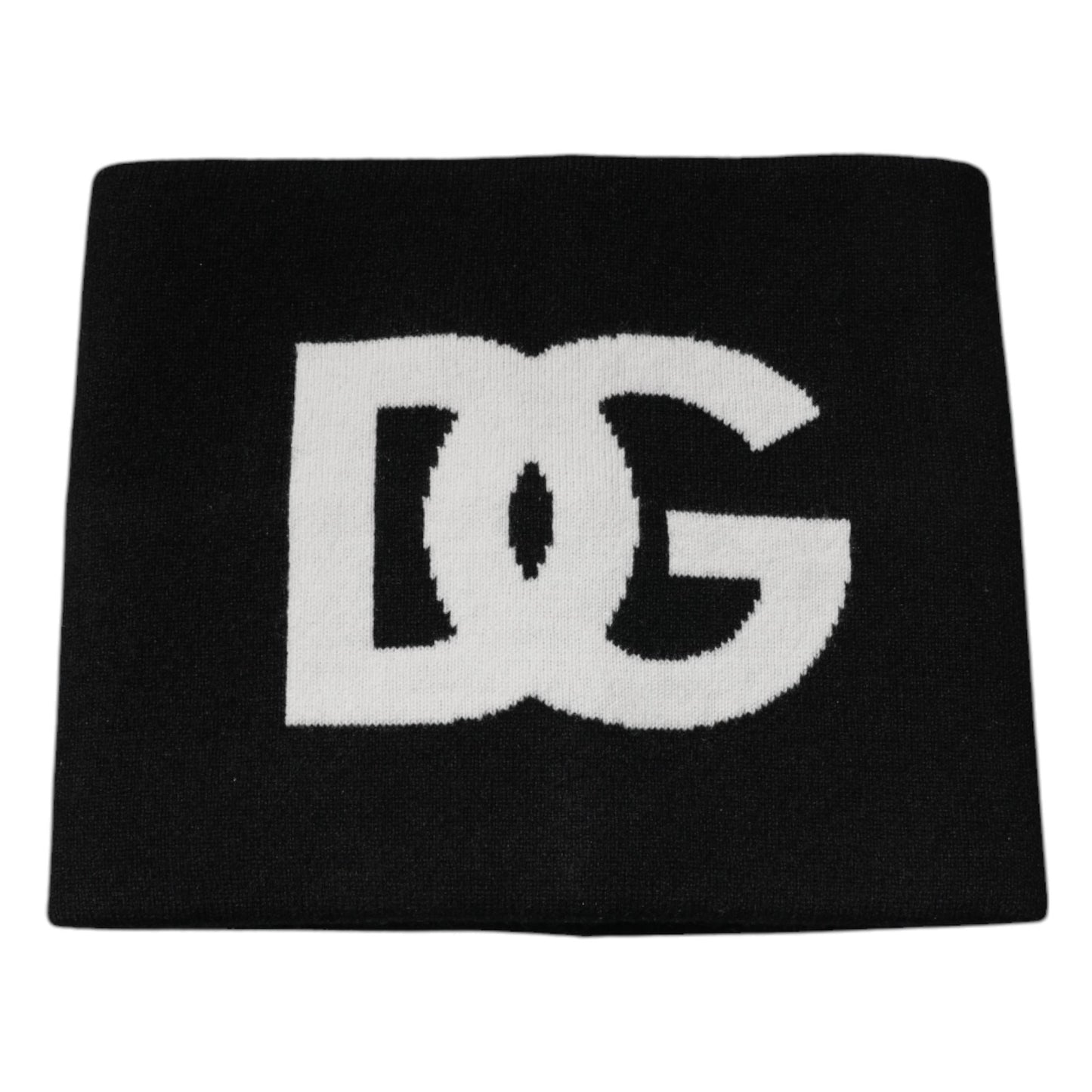 Black Cashmere DG Logo Square Handkerchief Scarf