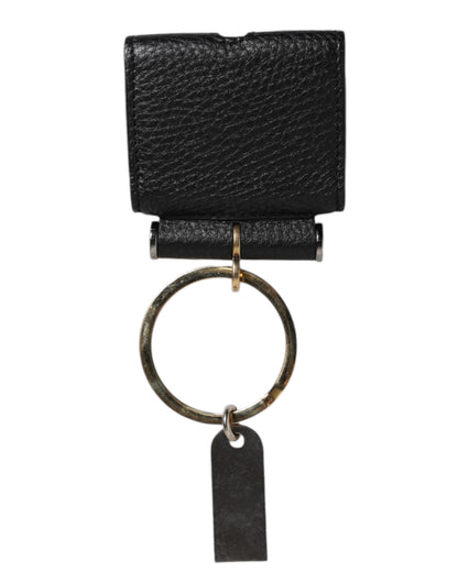 Black Leather Strap Gold Metal Logo Plaque Airpods Case