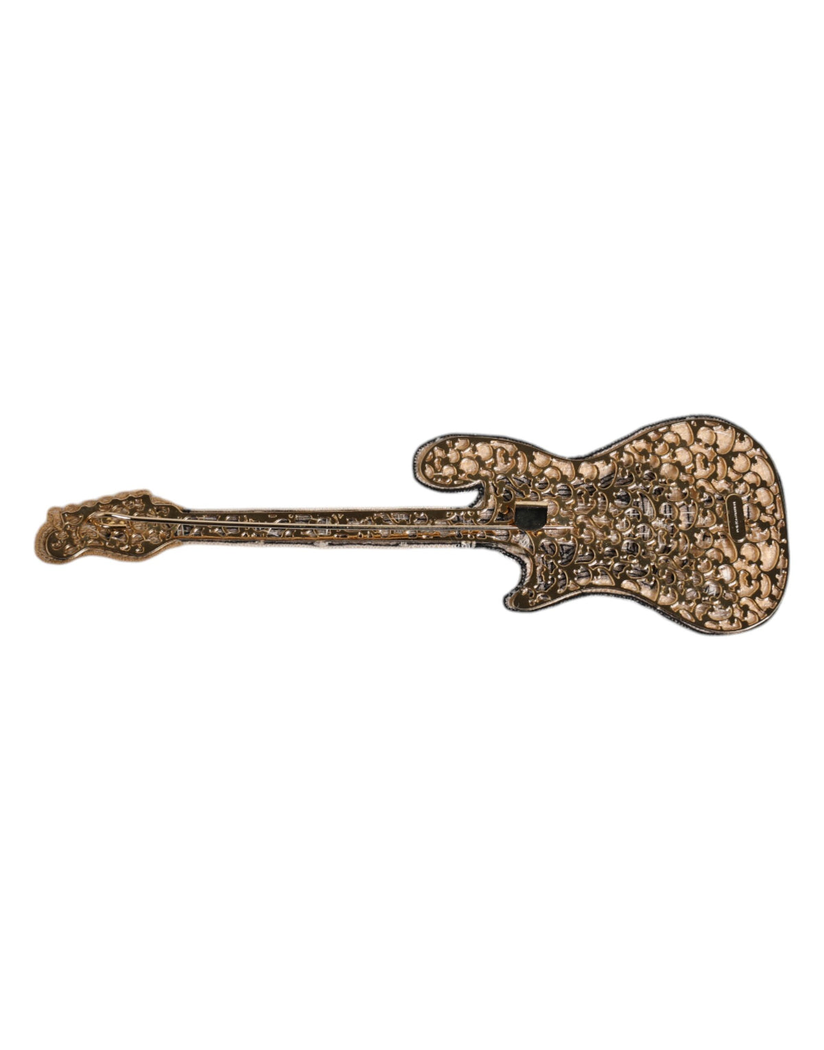 Gold Brass Logo Beaded Guitar Pin Brooch