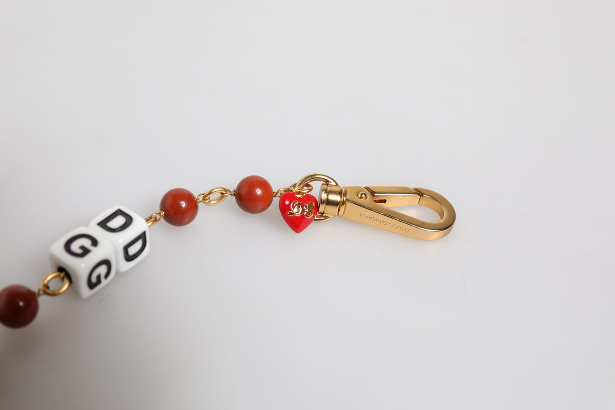 Multicolor Gold Tone Brass Chain DG Logo Dice Bracelet
