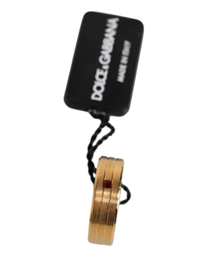 Gold Tone Brass Red Crystal DG Logo Ring