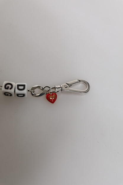 Silver Tone Brass Bead Dice Logo Embellish Charm Bracelet